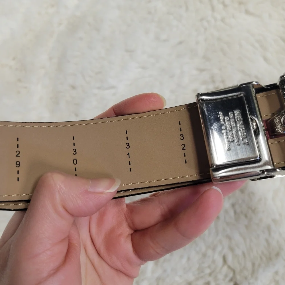 Mens Nexbelt Precise Fit Ratchet Black Leather Belt Silver Buckle size 25” - 32”